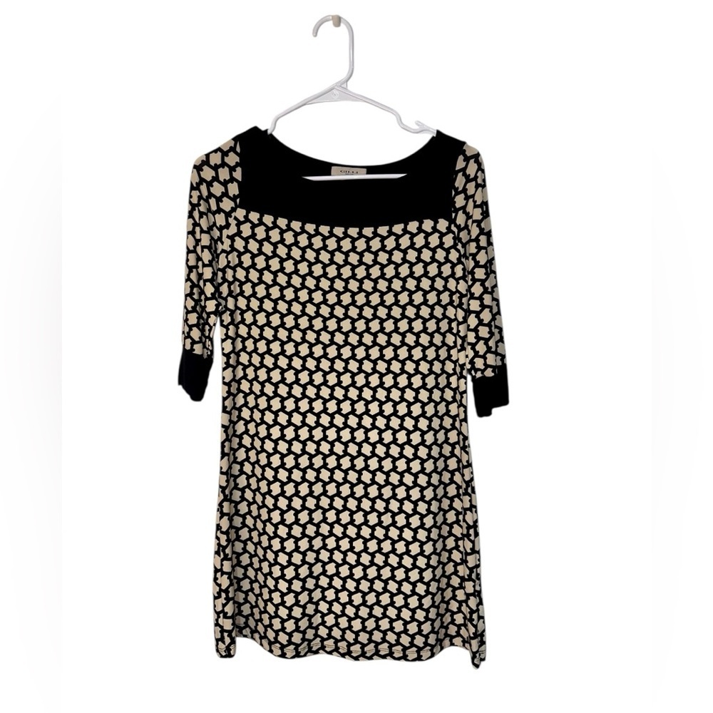 Gilli Black and Cream Patterned Dress XSmall (party, mini, occasion)